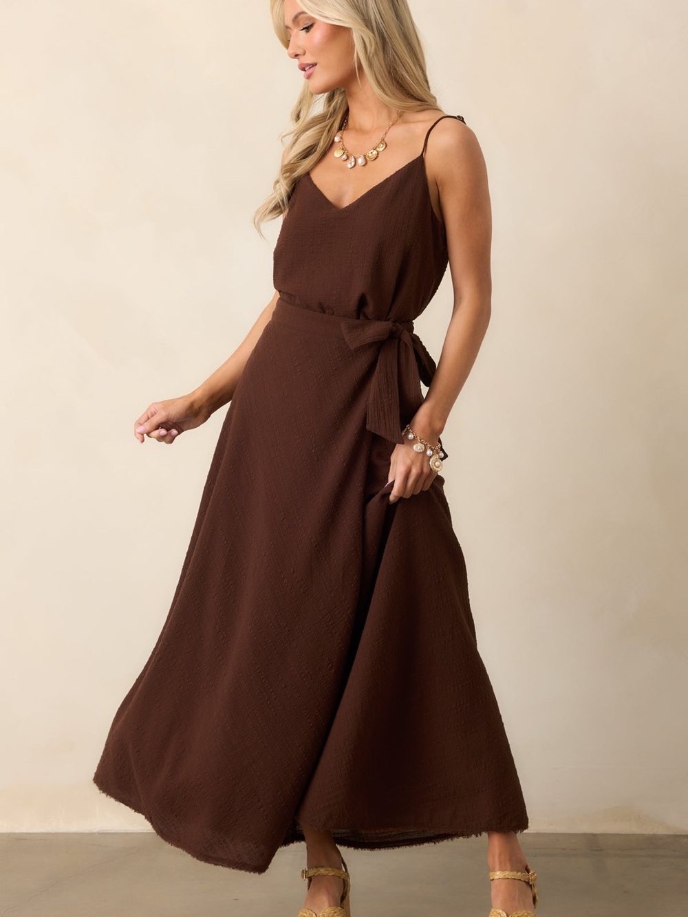 Z Supply Brown Salerno wrap skirt & cropped tank